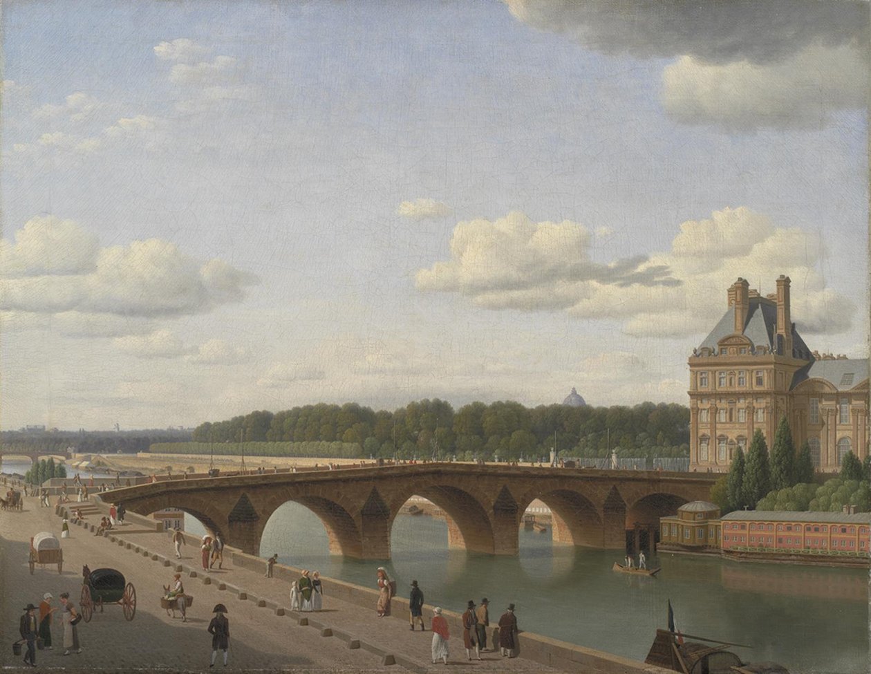 Pont Royal sett från Quai Voltaire av Christoffer Wilhelm Eckersberg