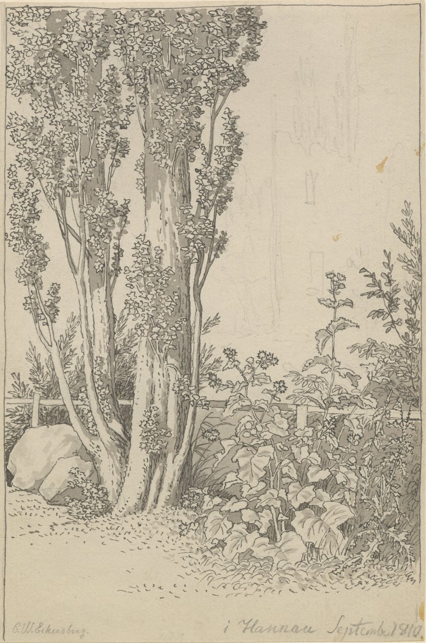 Poplar och vilda växter vid Hanau av Christoffer Wilhelm Eckersberg