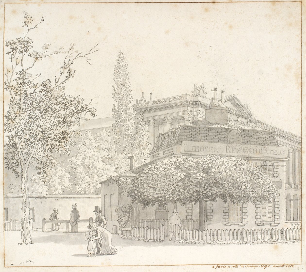 Restaurang Ledoyen säljer Place de la Concorde nära Champs-Élysées, Paris av Christoffer Wilhelm Eckersberg