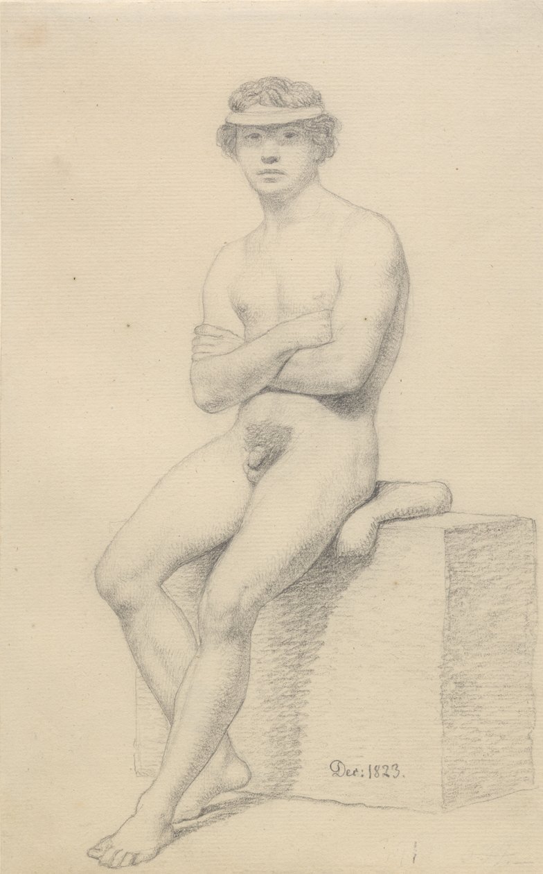 Sittande manlig modell. av Christoffer Wilhelm Eckersberg