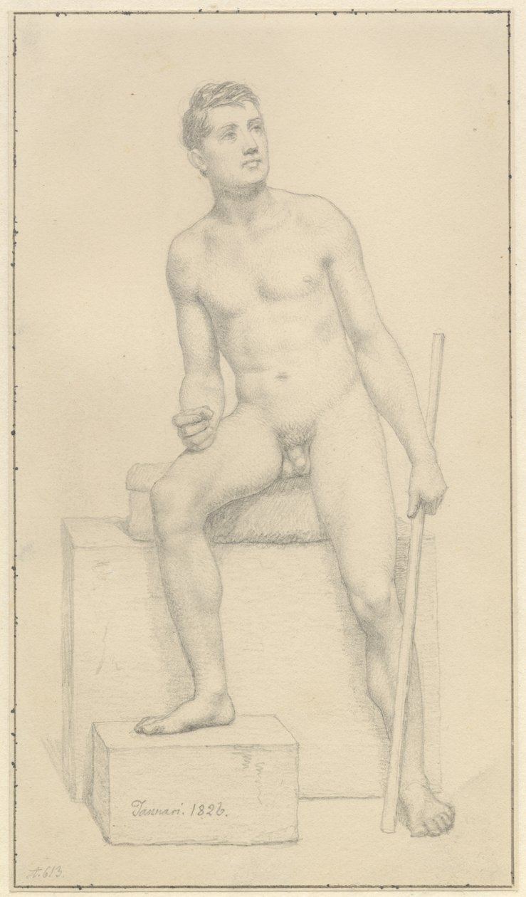 Sittande naken manlig modell. av Christoffer Wilhelm Eckersberg