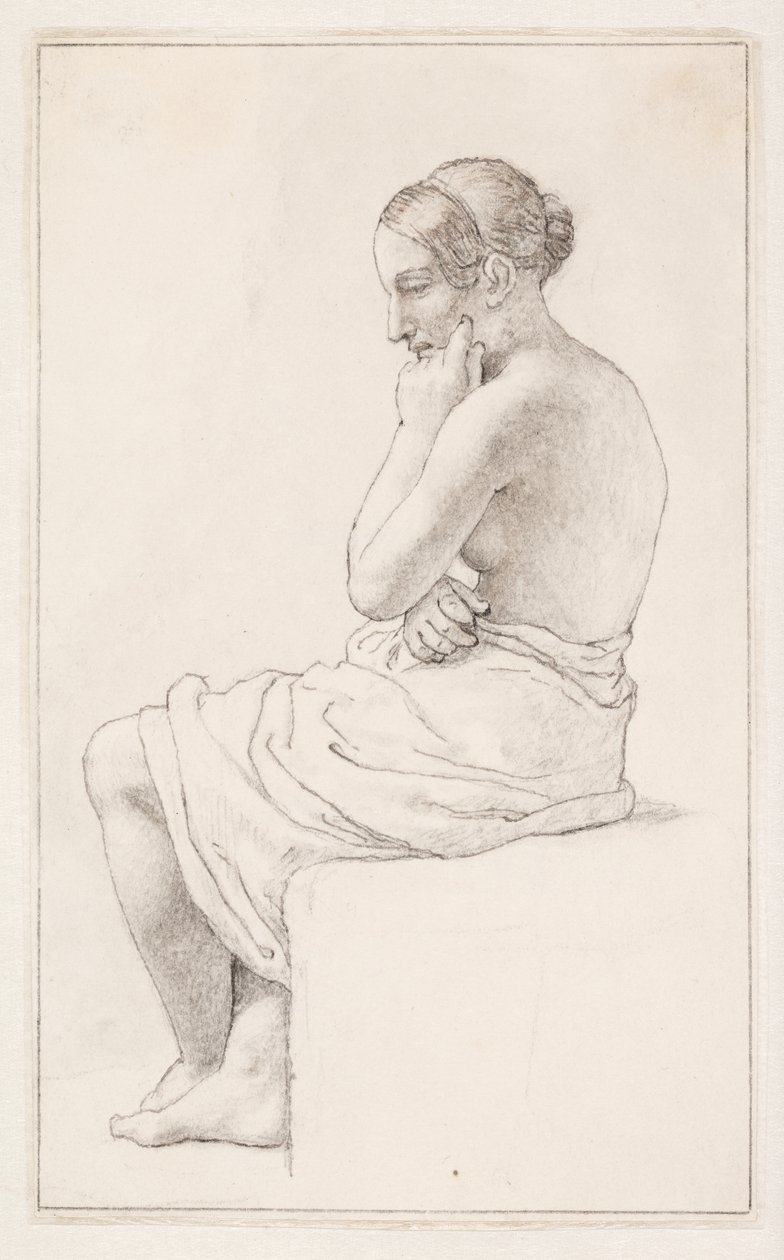 Studie av en sittande halvnaken kvinna av Christoffer Wilhelm Eckersberg