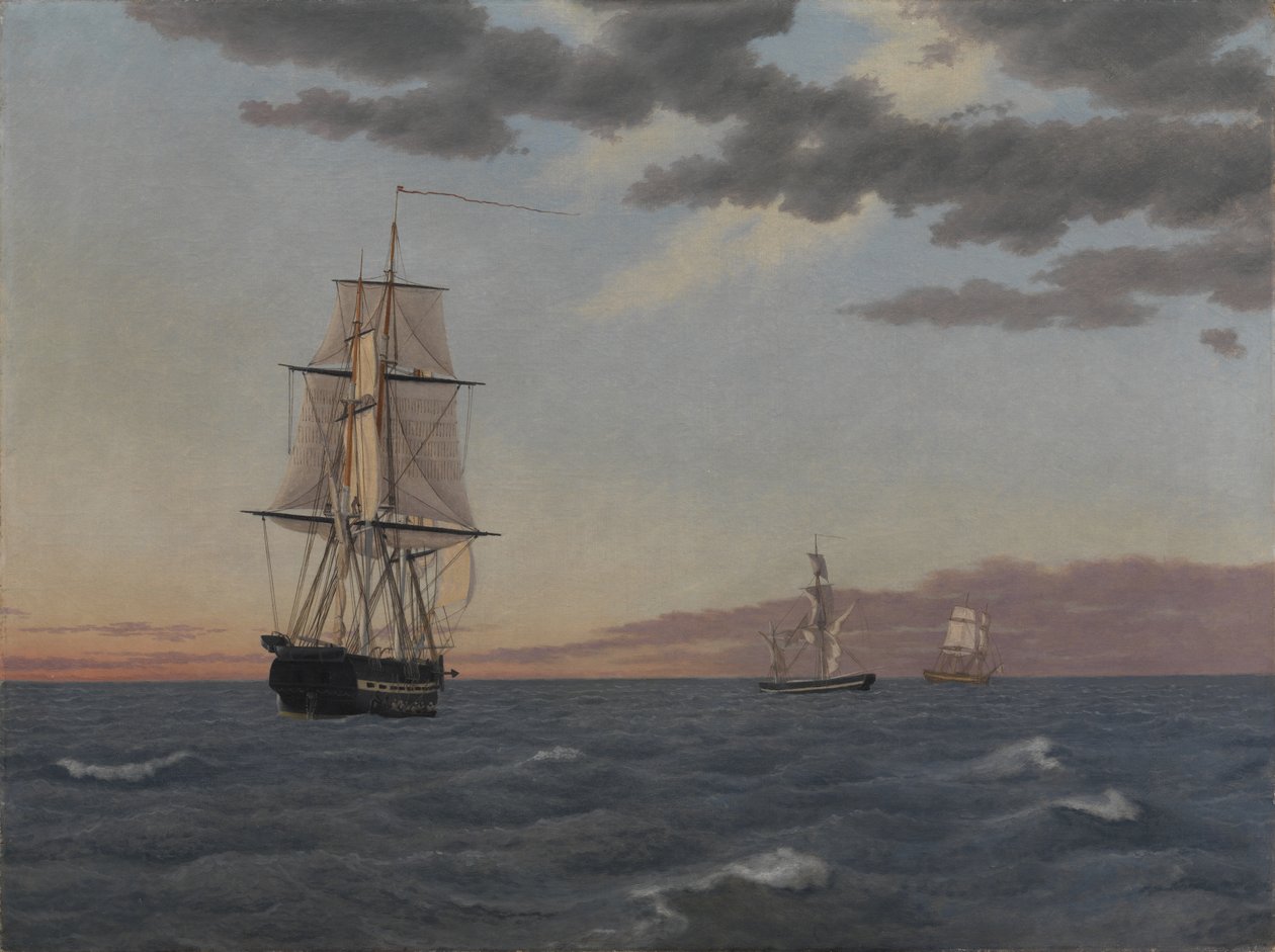 Korvetten "Galathea" ljuger för att skicka hjälp till briggen "St Jean" av Christoffer Wilhelm Eckersberg