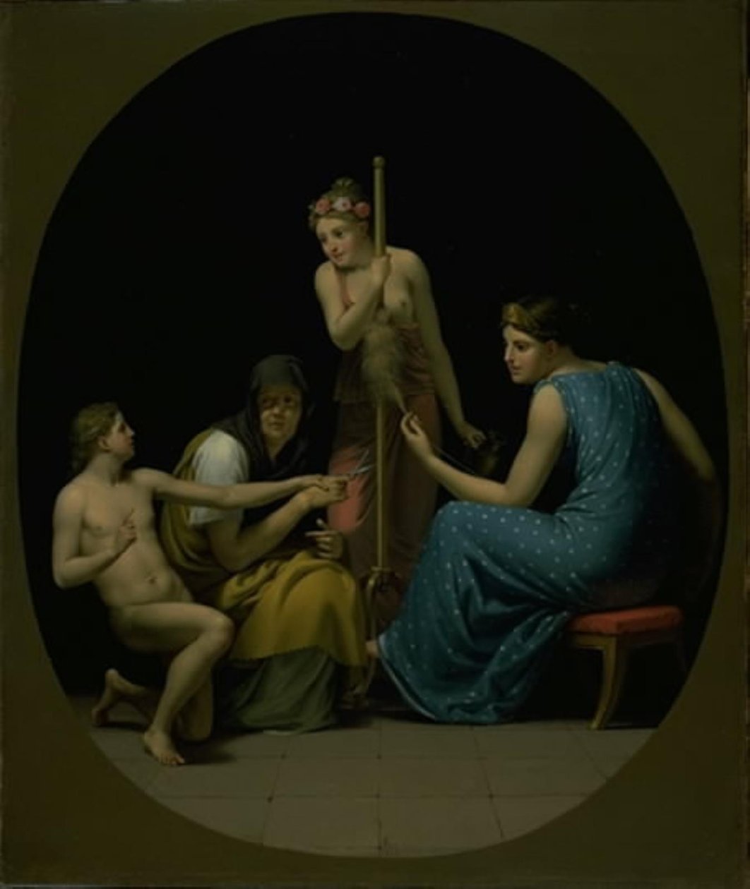 The Parcae: Clotho, Lachesis och Atropos spinning the thread of life av Christoffer Wilhelm Eckersberg