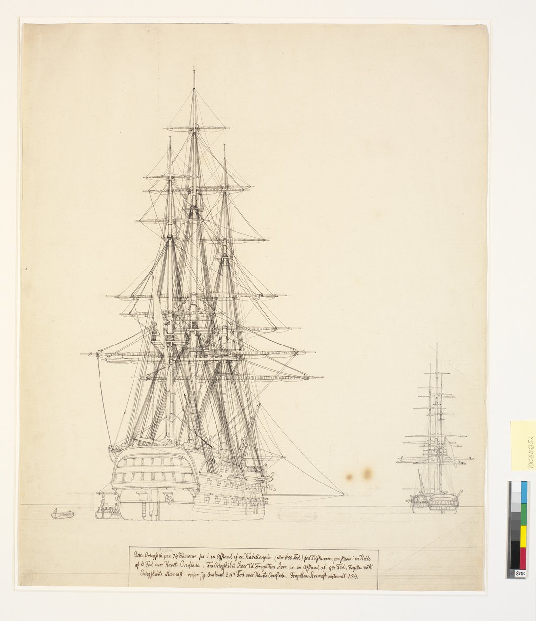 Det ryska linjeskeppet "Asow" och en fregatt för ankar i Helsingörs vägar av Christoffer Wilhelm Eckersberg