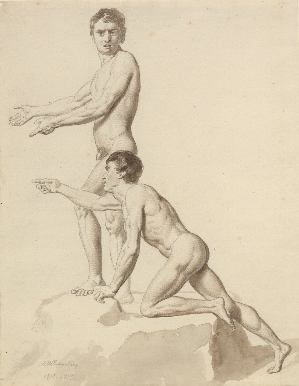 Två israeliter på ett stenblock av Christoffer Wilhelm Eckersberg