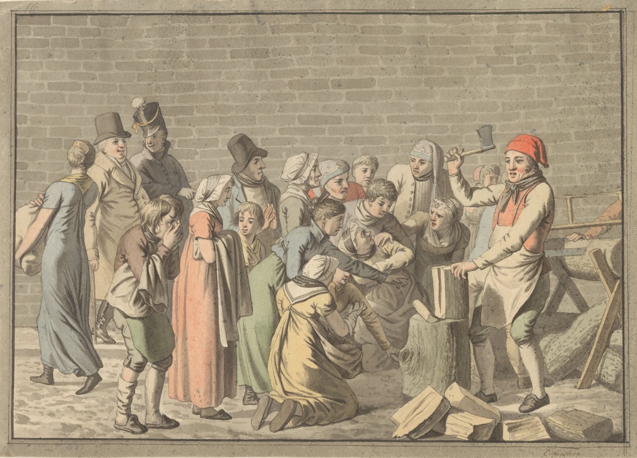 Utdelning av ved till de fattiga av Christoffer Wilhelm Eckersberg