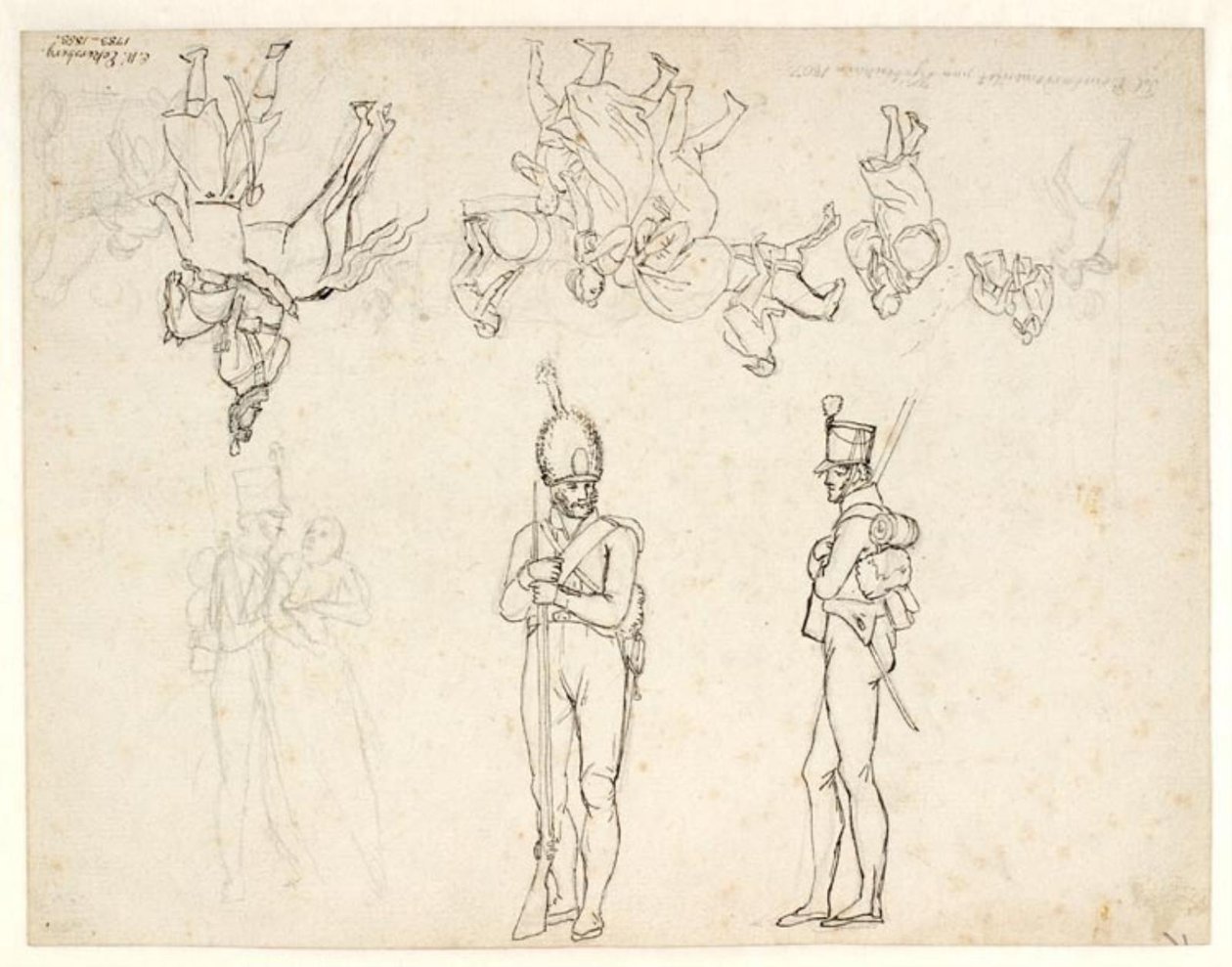 Utkast till ett antal figurer i en skildring av Köpenhamns bombardemang av Christoffer Wilhelm Eckersberg