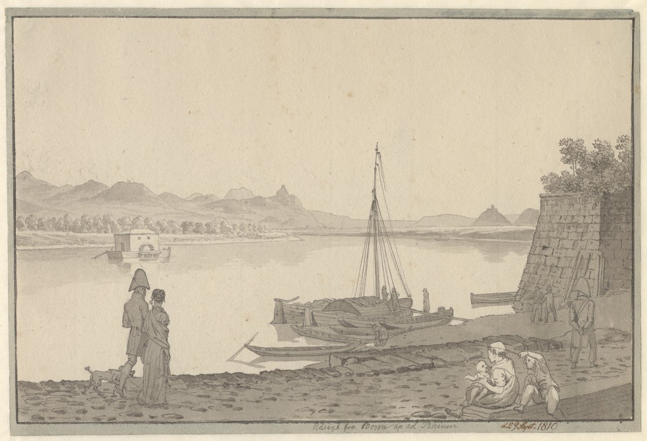 Utsikt från Bonn uppför Rhen av Christoffer Wilhelm Eckersberg