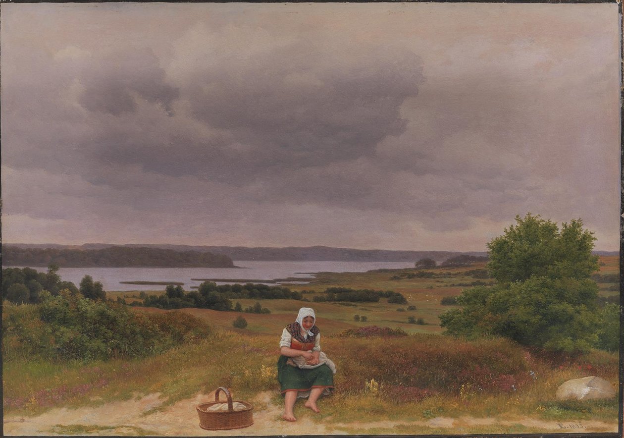 Utsikt över sjöbrand nära Rudersdal, Nordsjälland av Christoffer Wilhelm Eckersberg