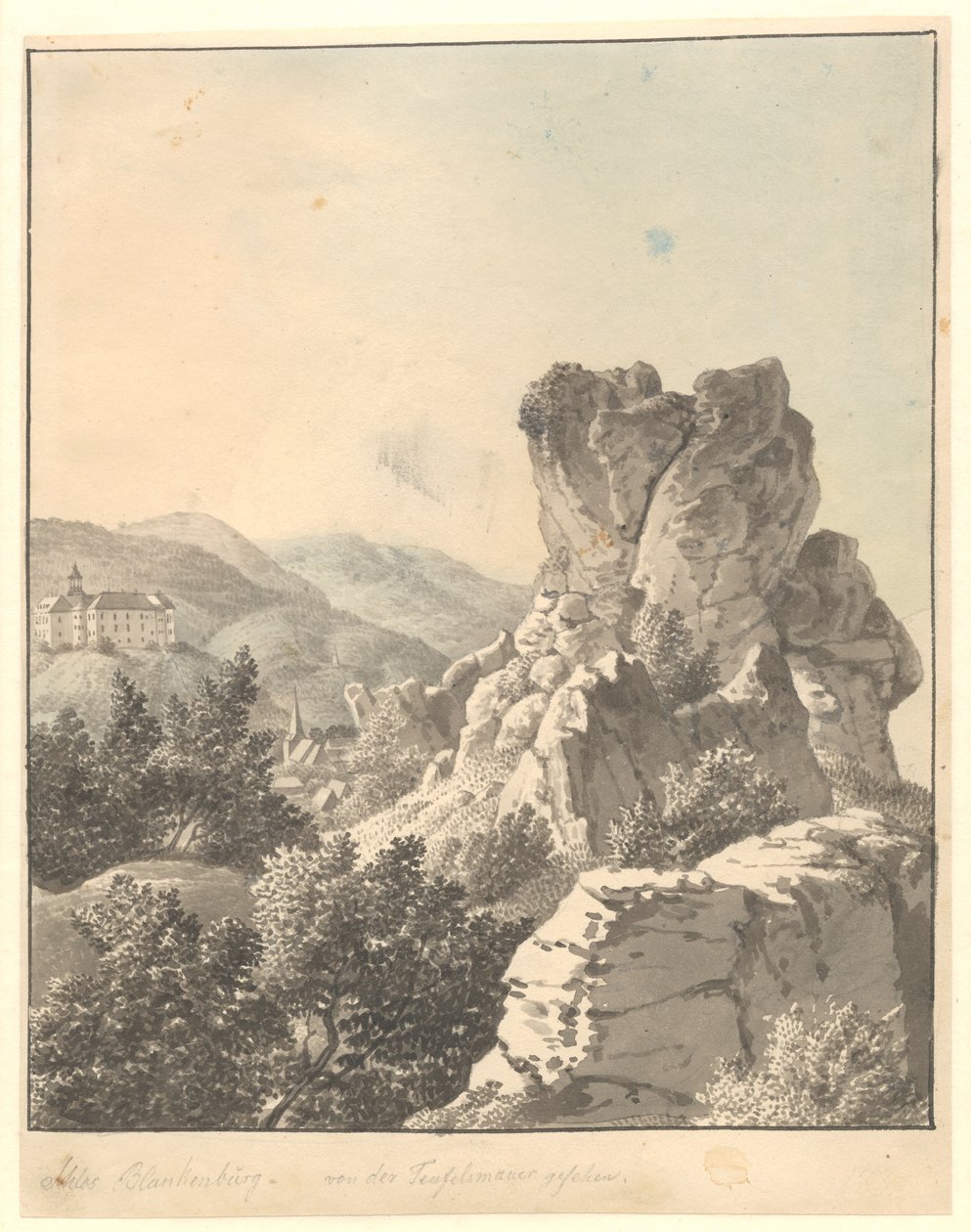 Utsikt från Harzen, från Teufelsmauer, slottet Blankenburg i bakgrunden av Christoffer Wilhelm Eckersberg