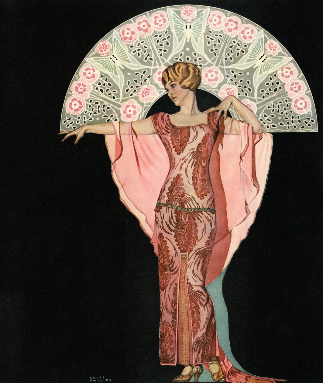 Art Deco Beauty with a Fan av Coles Phillips av C. Coles Phillips
