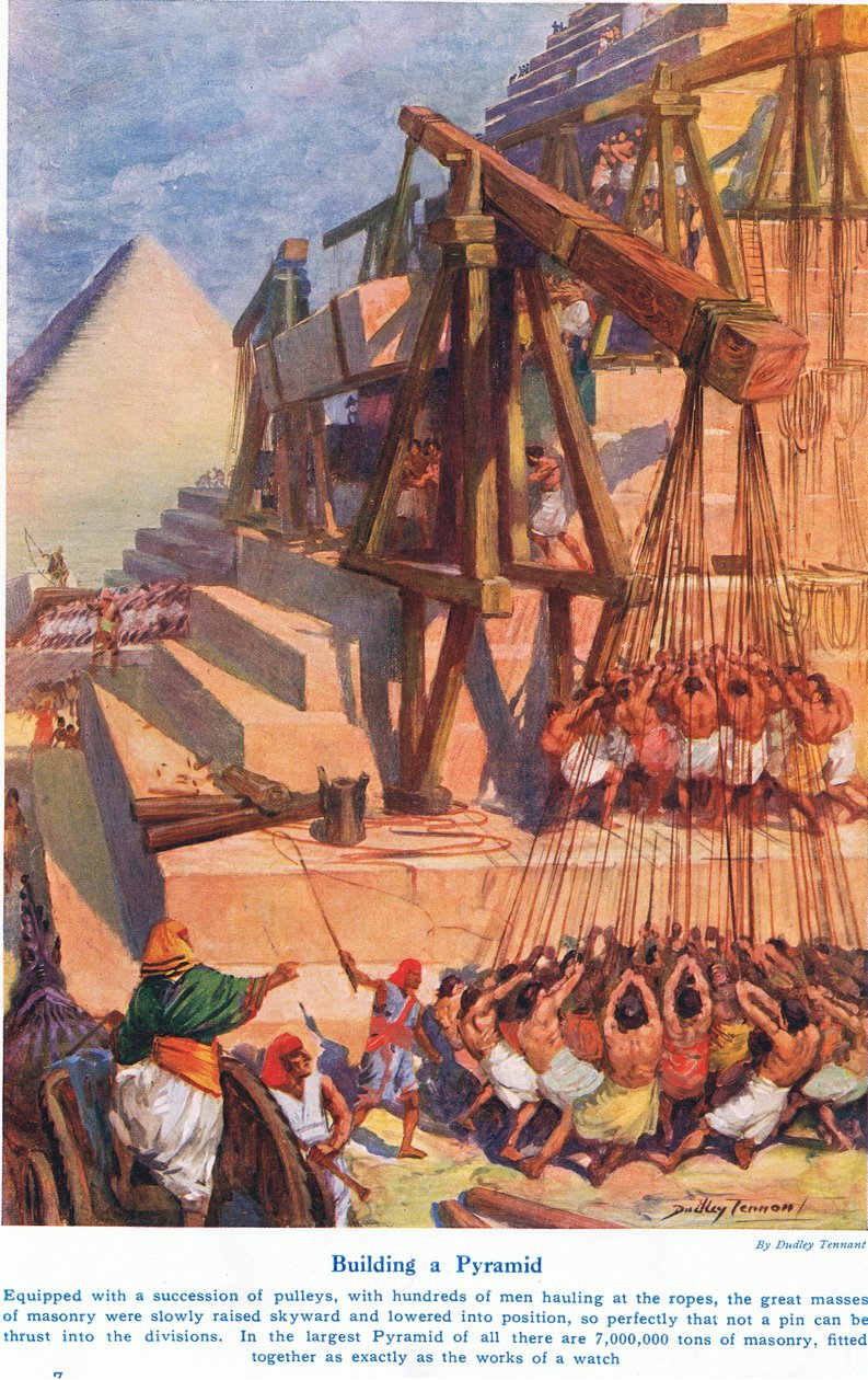Building a Pyramid, illustration från "Wonders of Land and Sea", publicerad av Cassell, London av C. Dudley Tennant