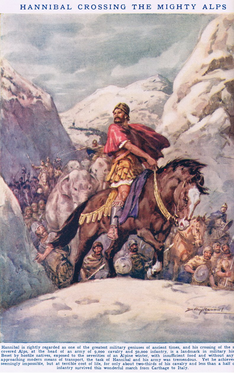 Hannibal Crossing the Mighty Alps, illustration från 