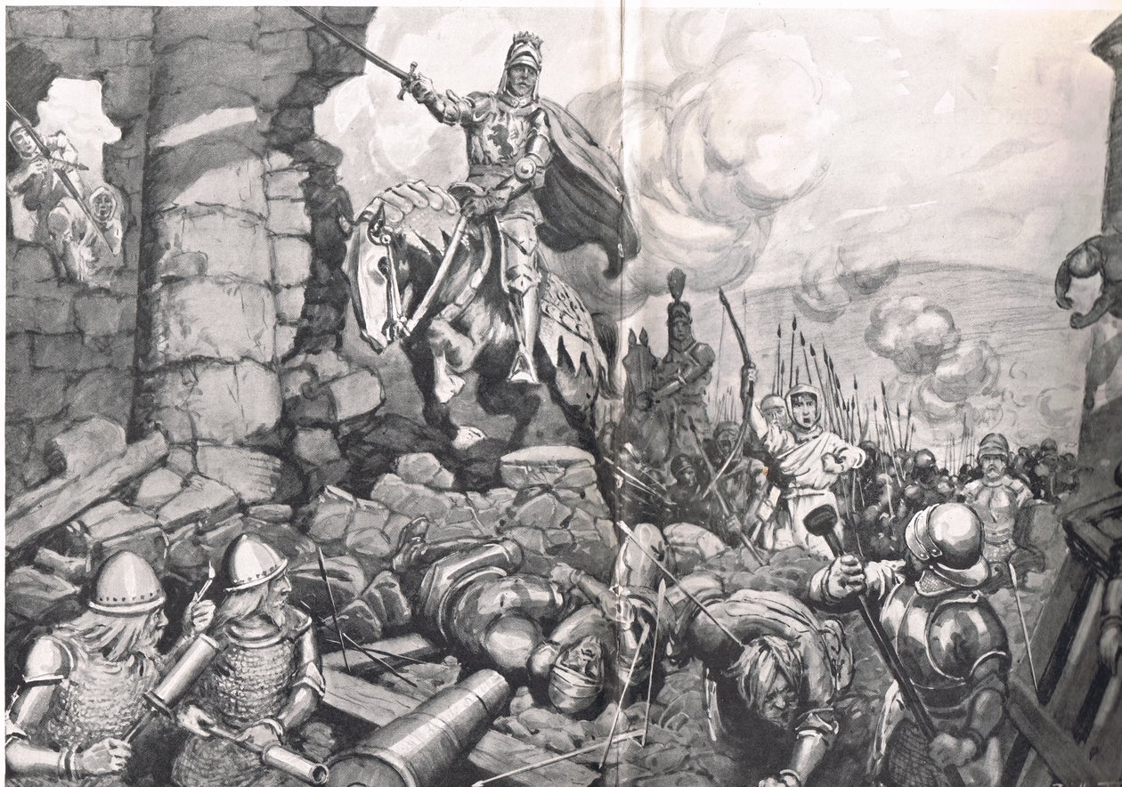 Henry V vid belägringen av Harfleur, illustration från 