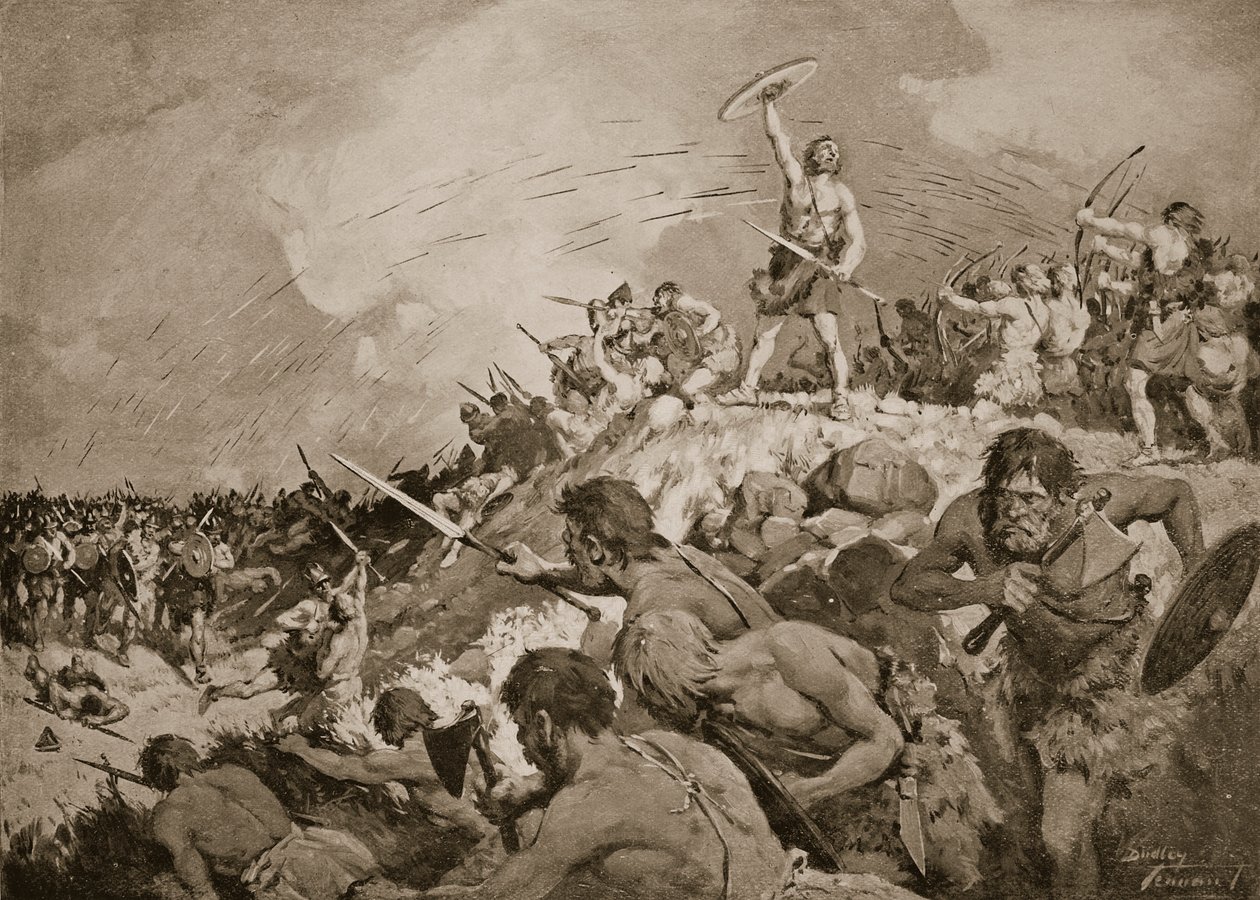 Slaget vid Mons Badonicus, c.500 e.Kr., illustration från 