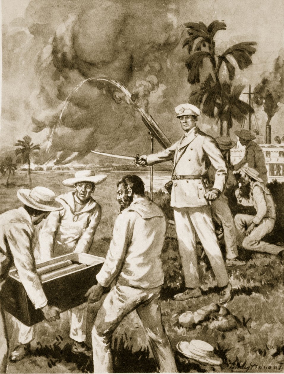 Raketförbandet vid Atbara (litho) av C. Dudley Tennant