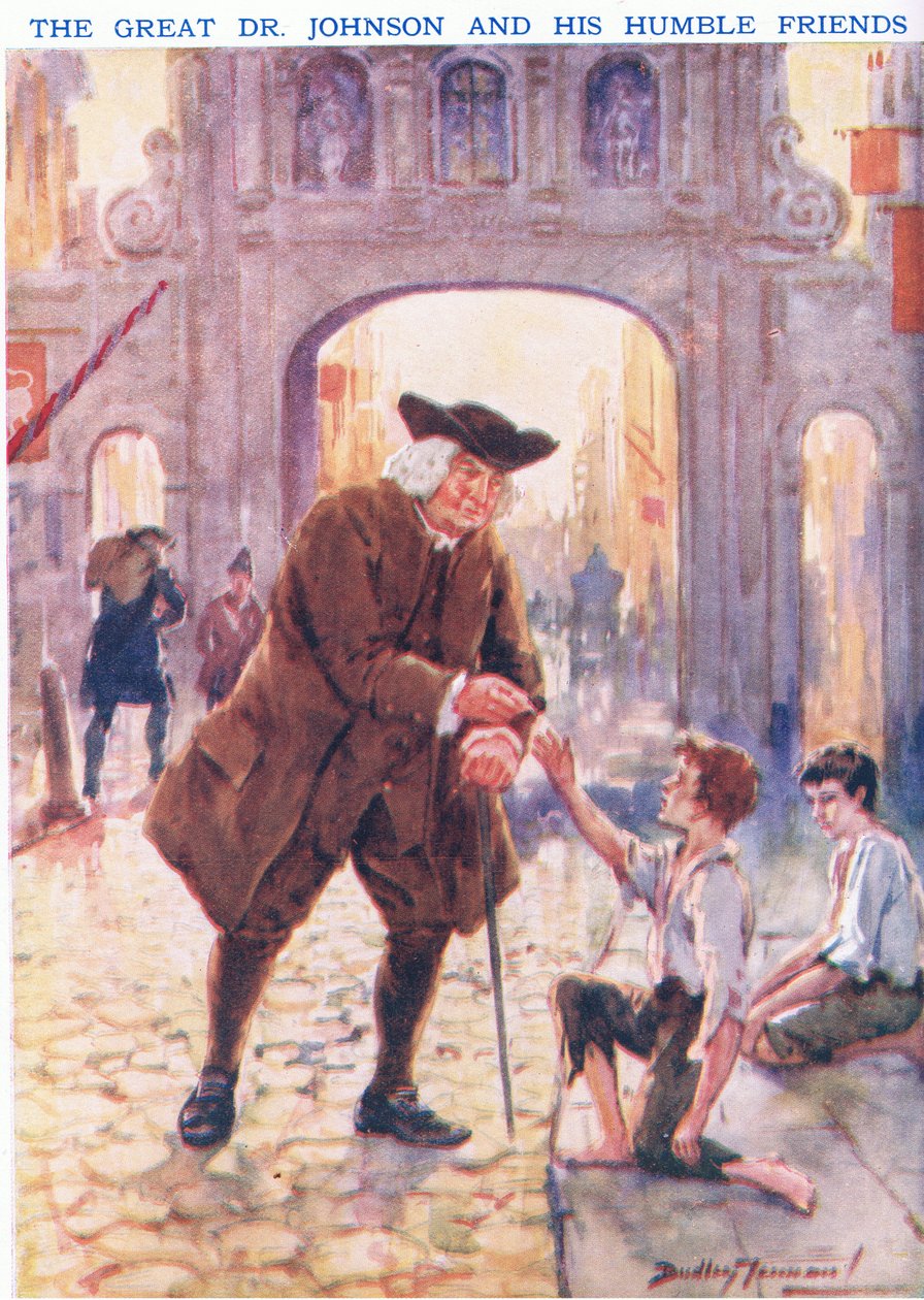 Den store Dr Johnson och hans ödmjuka vänner (färg litho) av C. Dudley Tennant