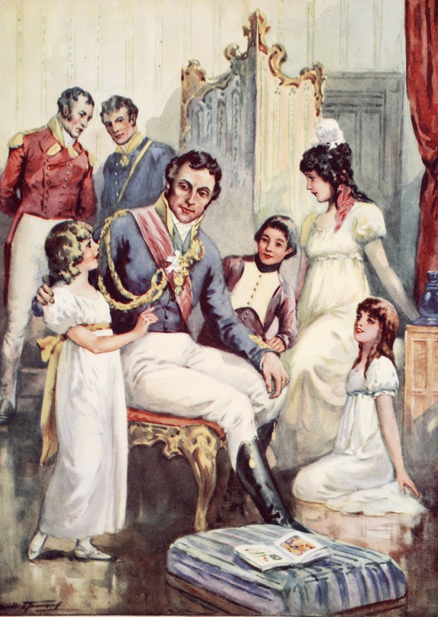 Wellington på tröskeln till Waterloo (färg litho) av C. Dudley Tennant