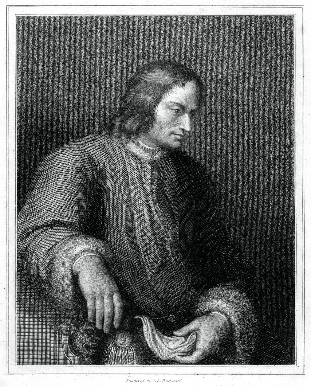 Lorenzo de Medici, italiensk statsman och härskare över den florentinska republiken, 1833. av C. E. Wagstaff