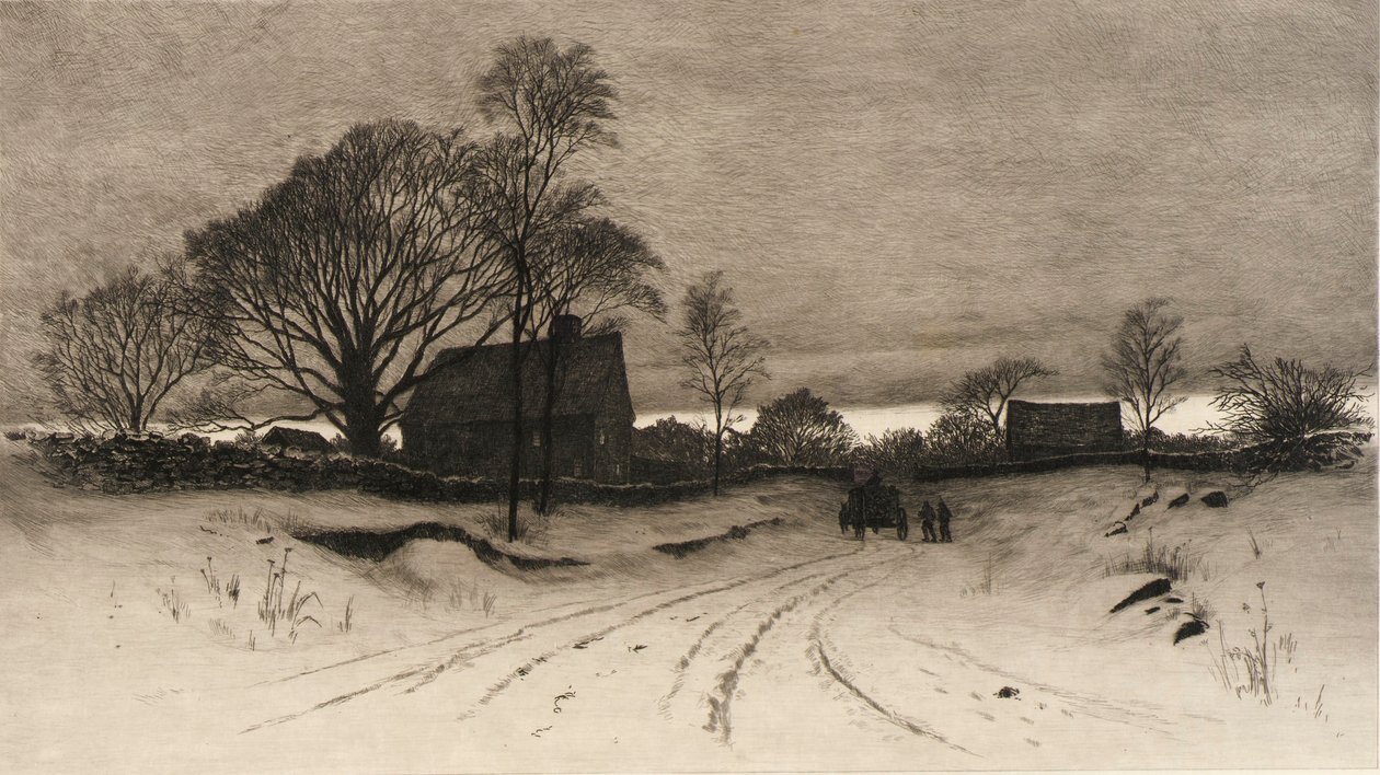 (Vinterlandskap på landsbygden) av C. F. William Mielatz