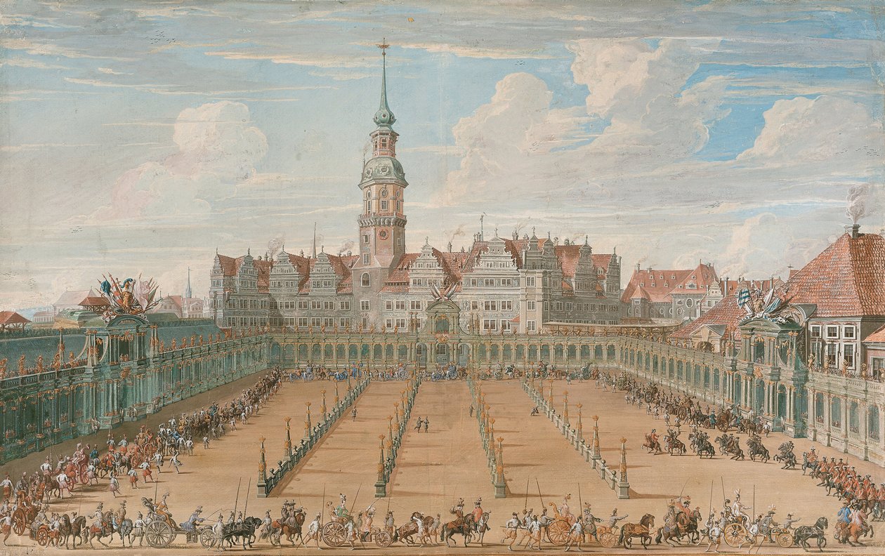 Parad av damernas ringlopp den 6 juni 1709 i Dresden, 1710 av C. H. Fritzsche