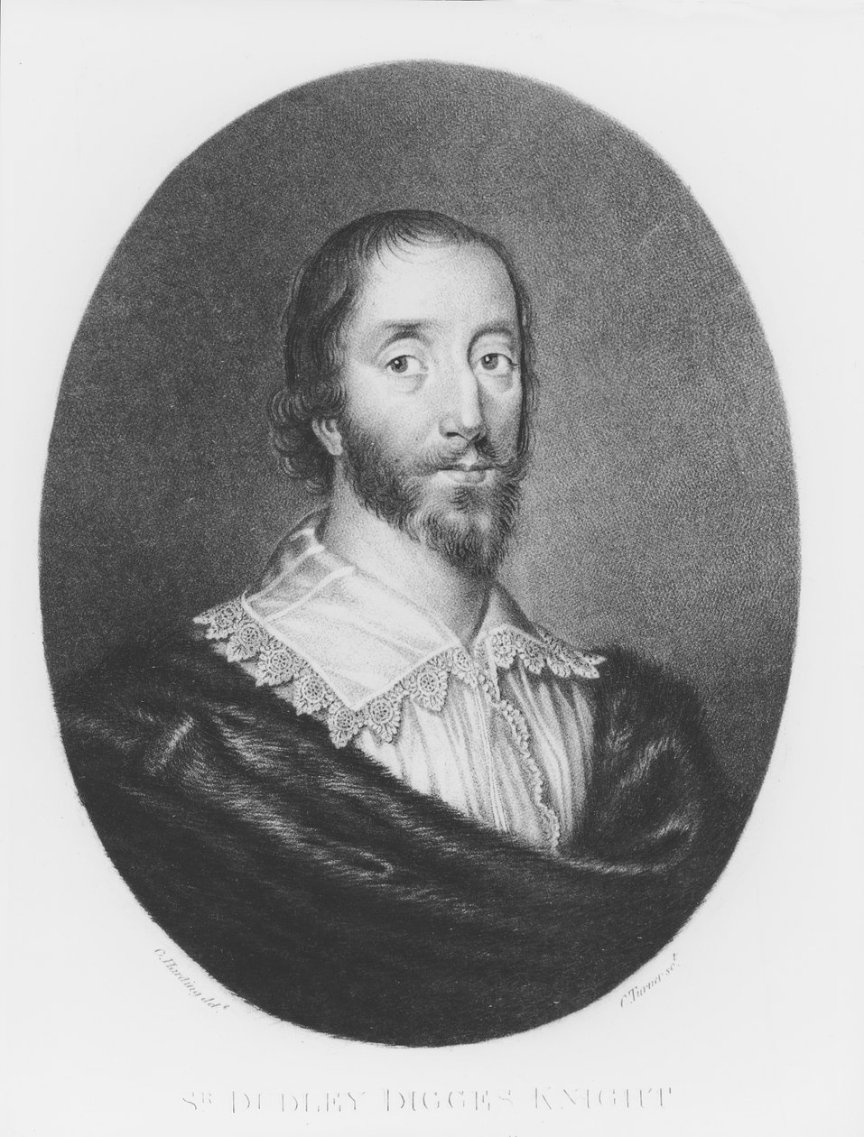 Sir Dudley Digges (1583-1639) illustration från "Portraits of Characters Illustrious in British History", graverad av Charles Turner (ca 1775-1857) (mezzotint) av C. Harding
