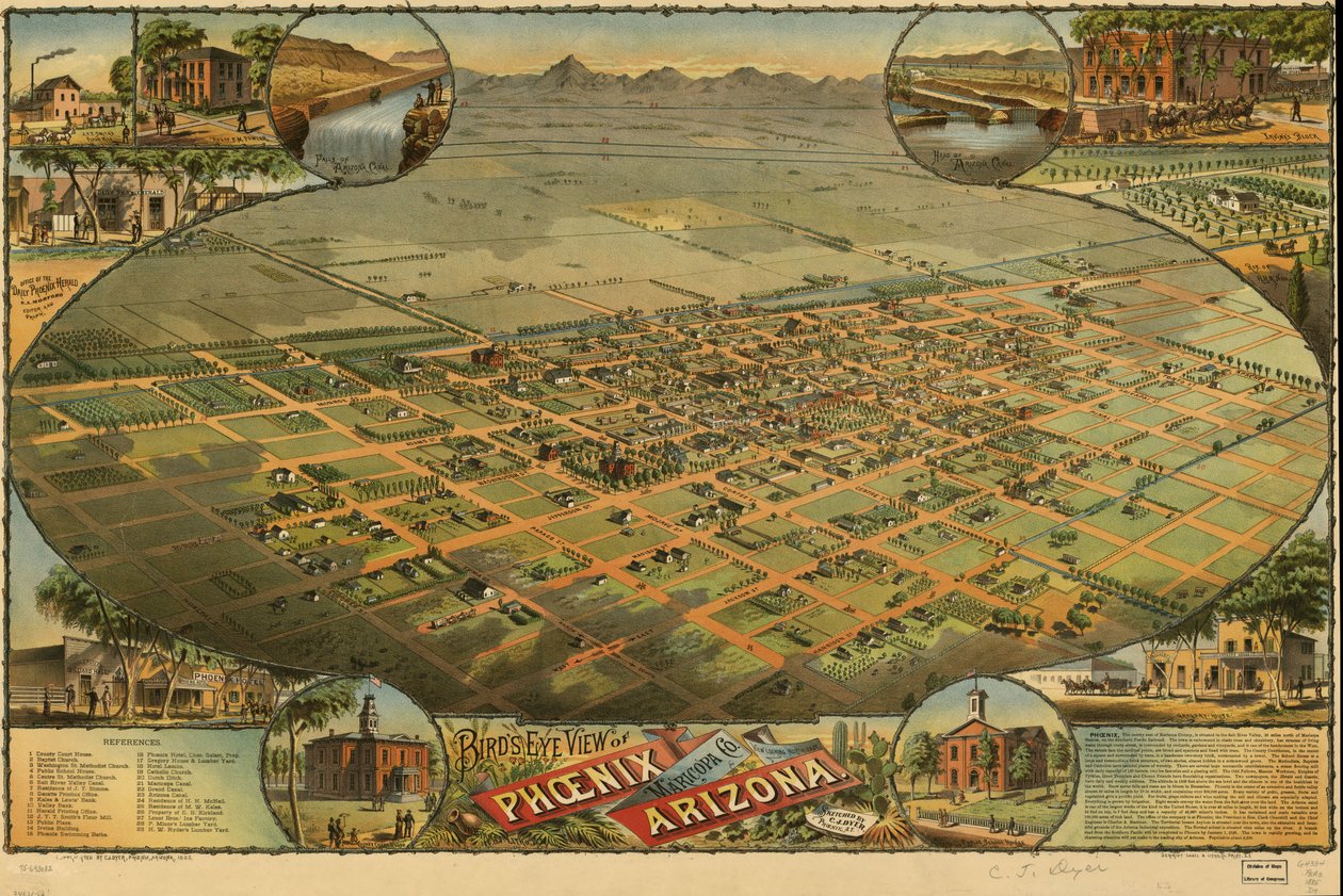 Fågelperspektiv av Phoenix, Maricopa Co., Arizona. av C. J.; Byrnes Dyer