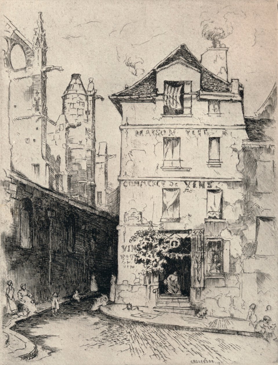 Nära St Etienne-du-Mont, 1915 av C. K. Gleeson