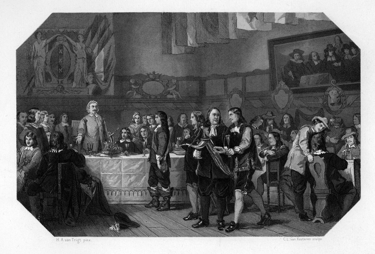 St Lukes-festen, Amsterdam, Nederländerna, 21 oktober 1653 c1870. av Domenico del Barbiere