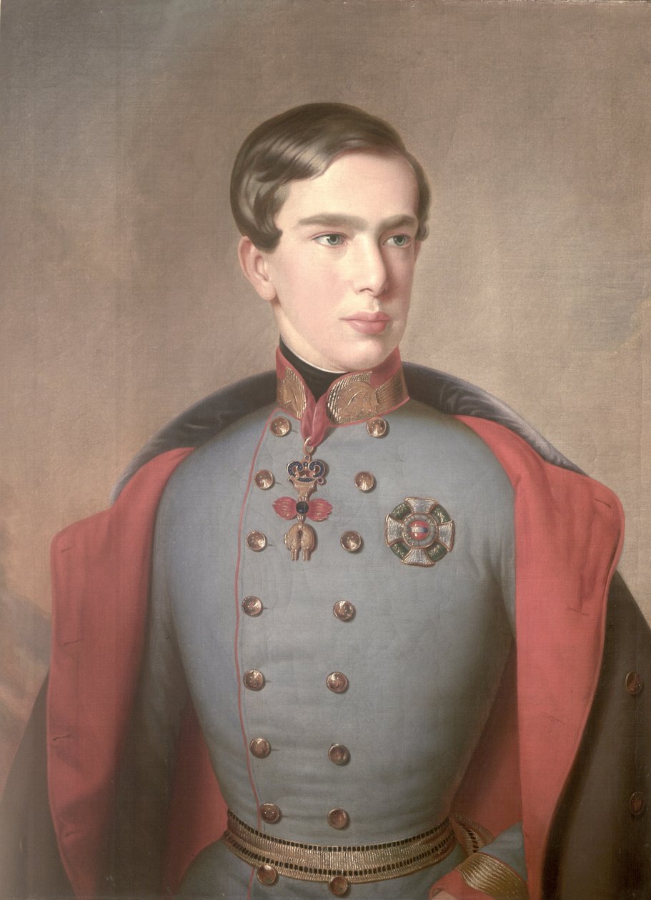 Porträtt av kejsar Franz Josef av Österrike (1830-1916) 20 år, 1850 av C. Lemmermayer