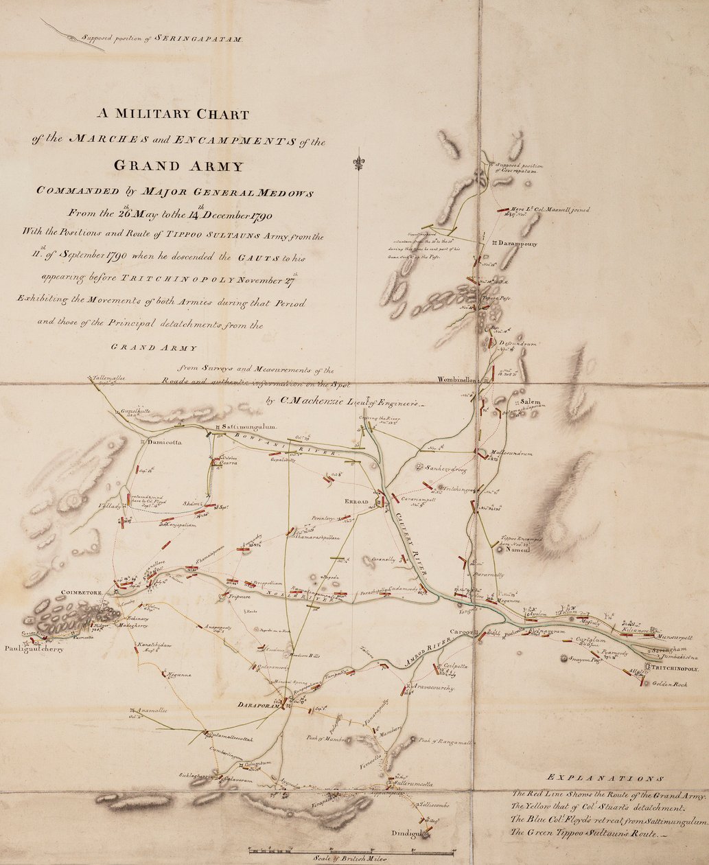Ett militärt diagram över den stora arméns marscher och läger under befäl av generalmajor Medows från den 26 maj till den 14 december 1790 av C. Mackenzie