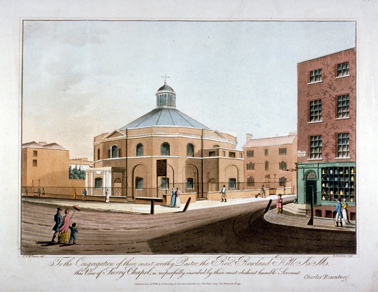 Surrey Chapel, Blackfriars Road, Southwark, London, 1816 av C Rosenberg