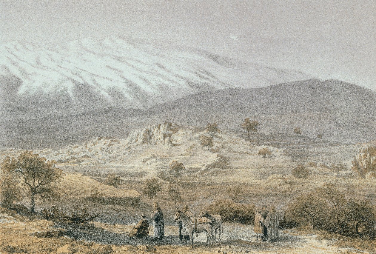 Berget Hermon. Etsning av Schacher - Steinkopk J.F. Editore av C. Schacher
