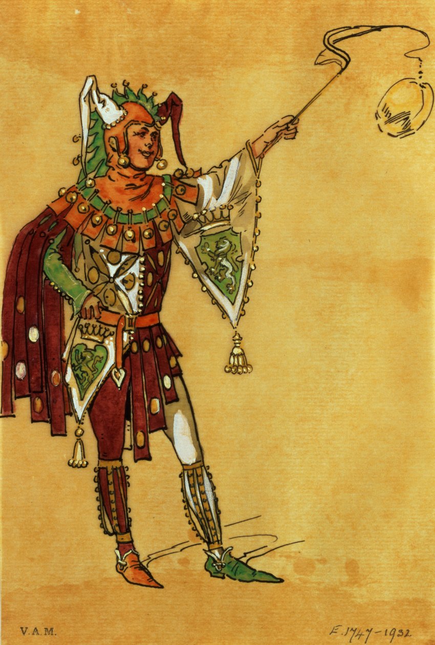 Kostymdesign för en gycklare för En midsommarnattsdröm, c.1881-93 av C. Wilhelm