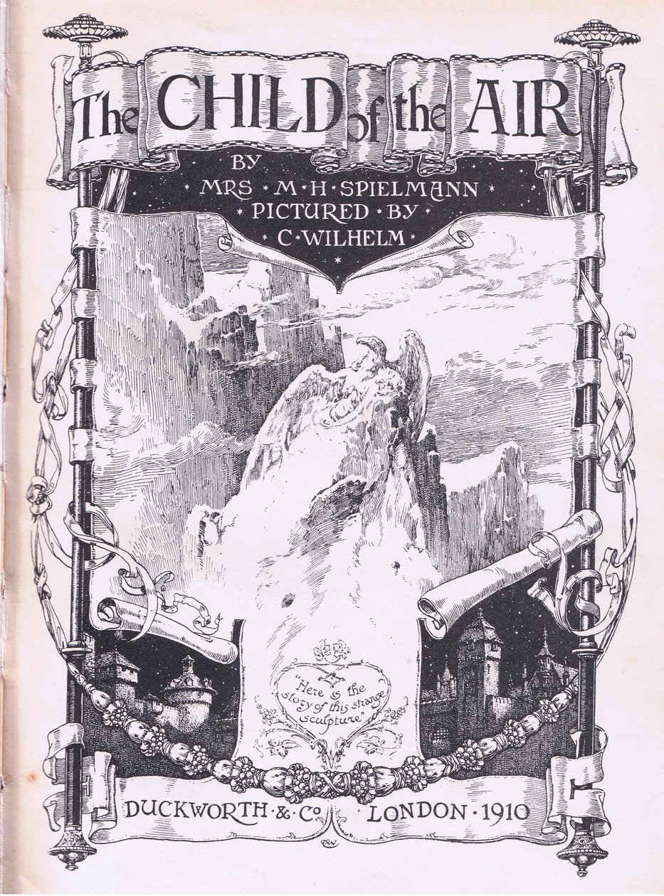 Titelsidesdesign, från The Child of the Air pub.by Duckworth av C. Wilhelm