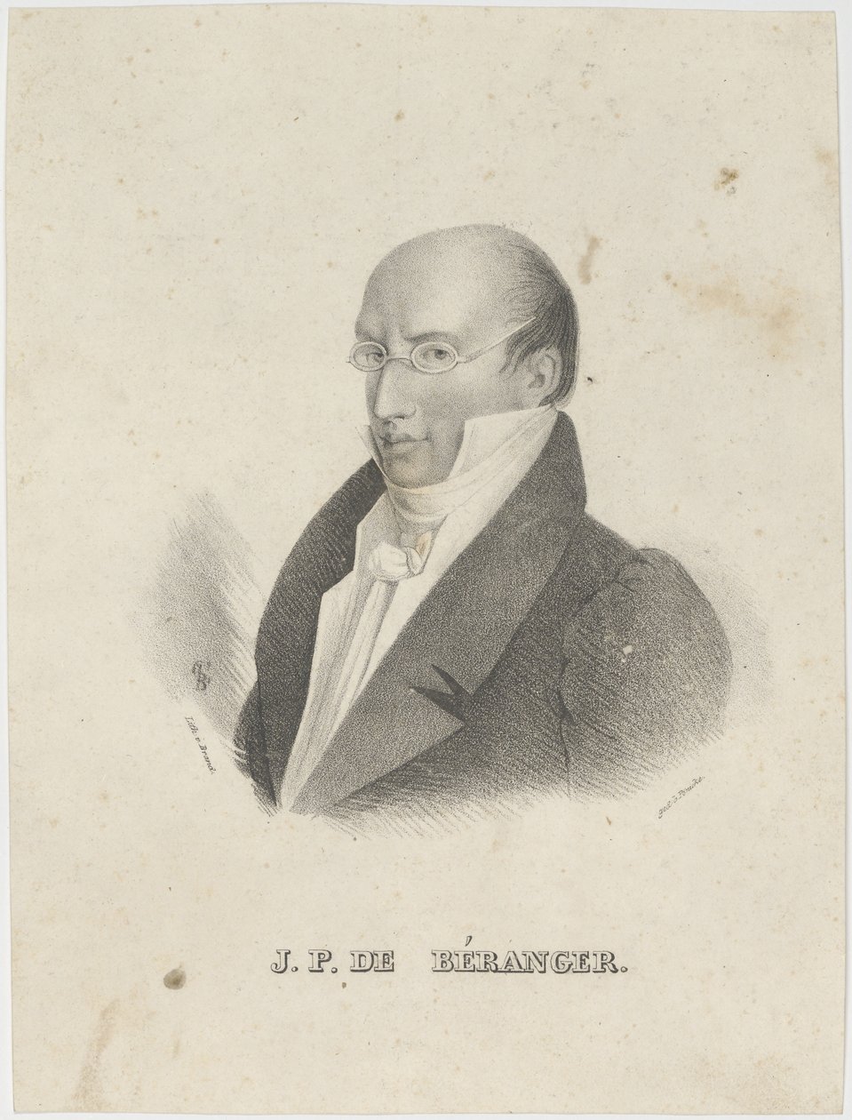 Porträtt av Pierre-Jean de Béranger 1780-1857. av Cäcilie Brandt
