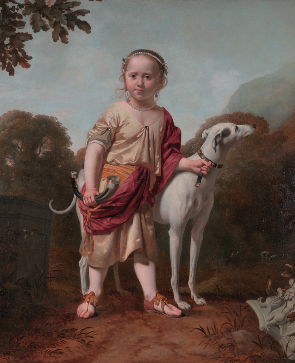 Porträtt av en flicka som jägarinna, av Caesar van Everdingen av Caesar van Everdingen