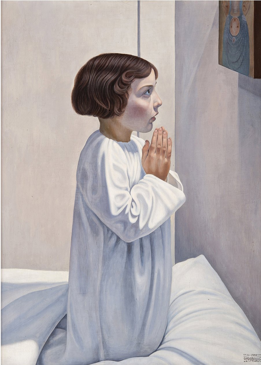 Bön (la priere) par Cagnaccio di San Pietro (1897-1946). Olja på trä, storlek: 80x60 av Cagnaccio di San Pietro