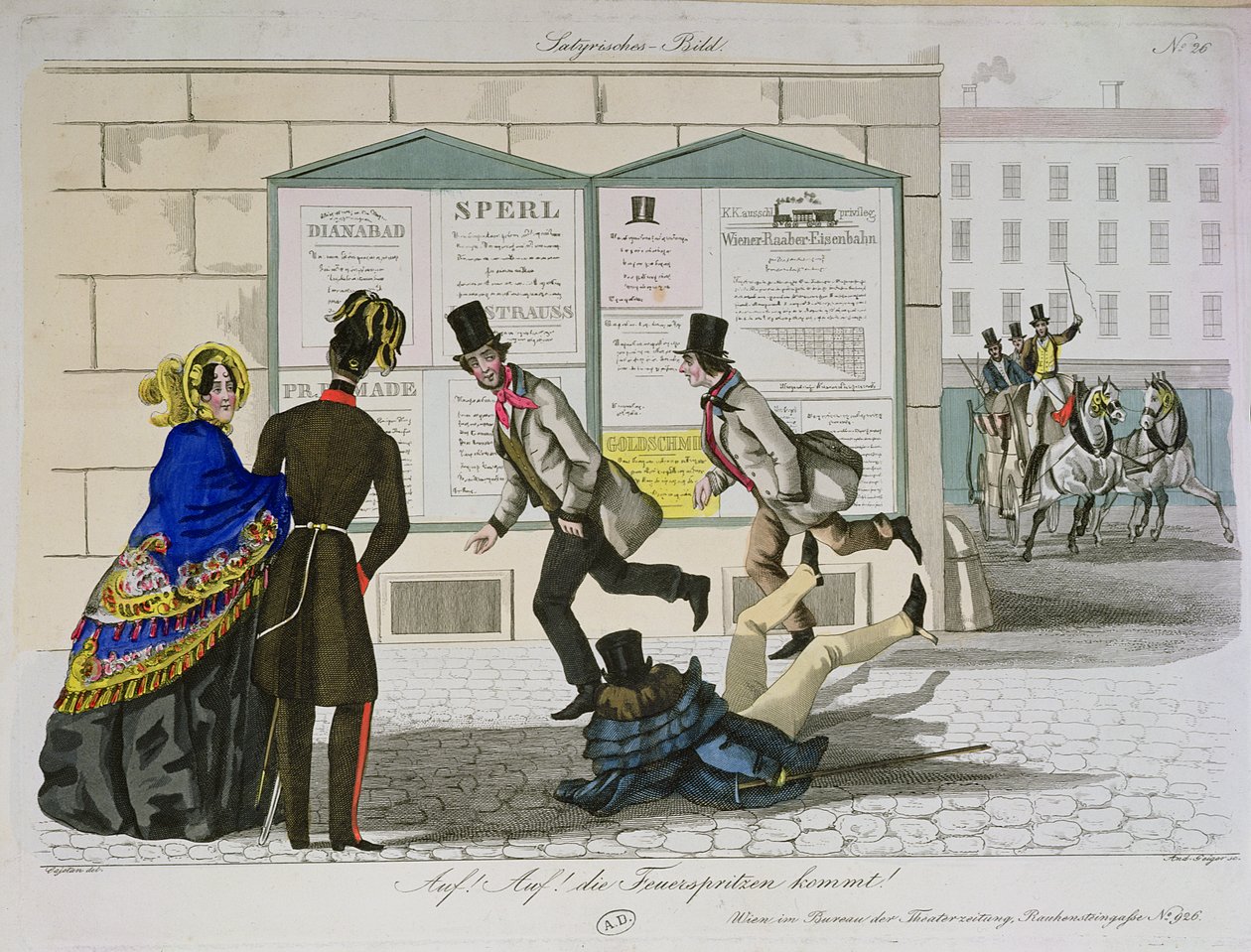 Kom igen! Brandmännen kommer!, graverad av Geiger, publicerad i Wien, c.1820 av Cajetan