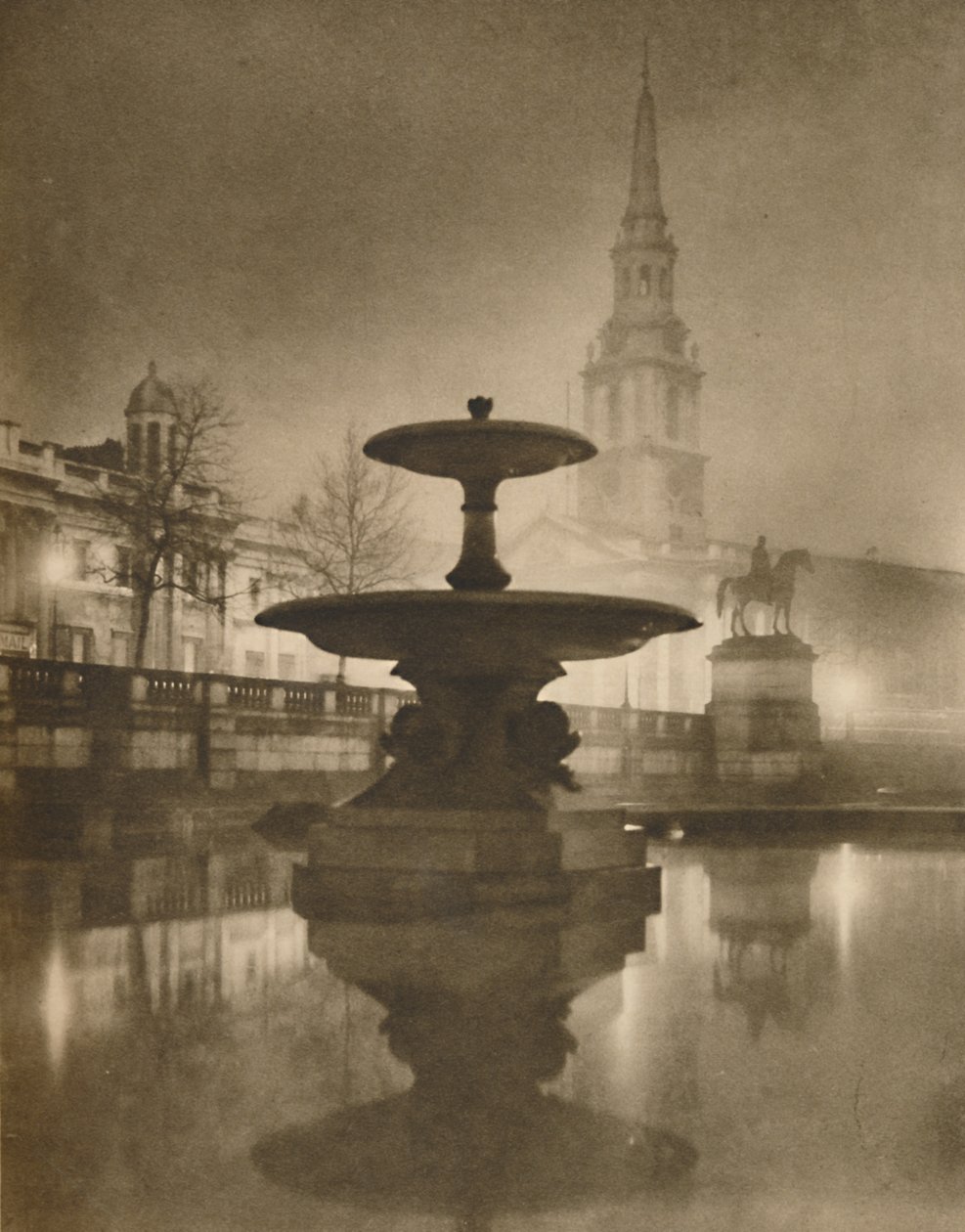 "Nattregn har förvandlat trottoarerna till en pool av reflektioner", c1935. av Calkin