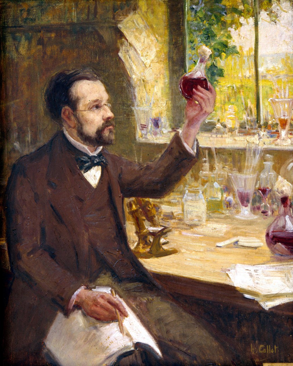 Louis Pasteur studerar jäsningen av druvjuice av Callot Callot
