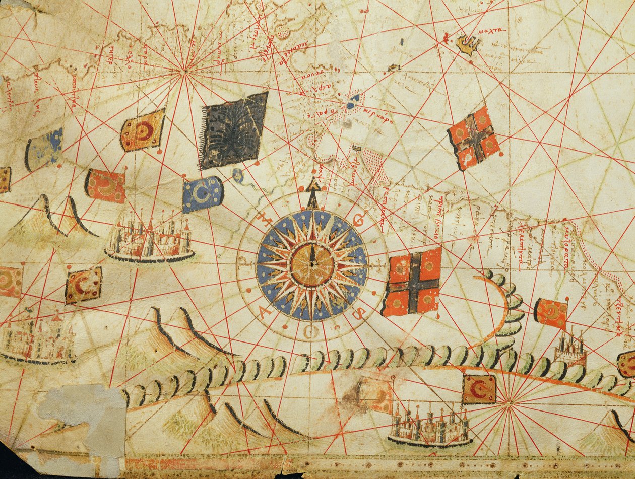 Balkan, från en nautisk atlas över Medelhavet och Mellanöstern (bläck på veläng) av Calopodio da Candia