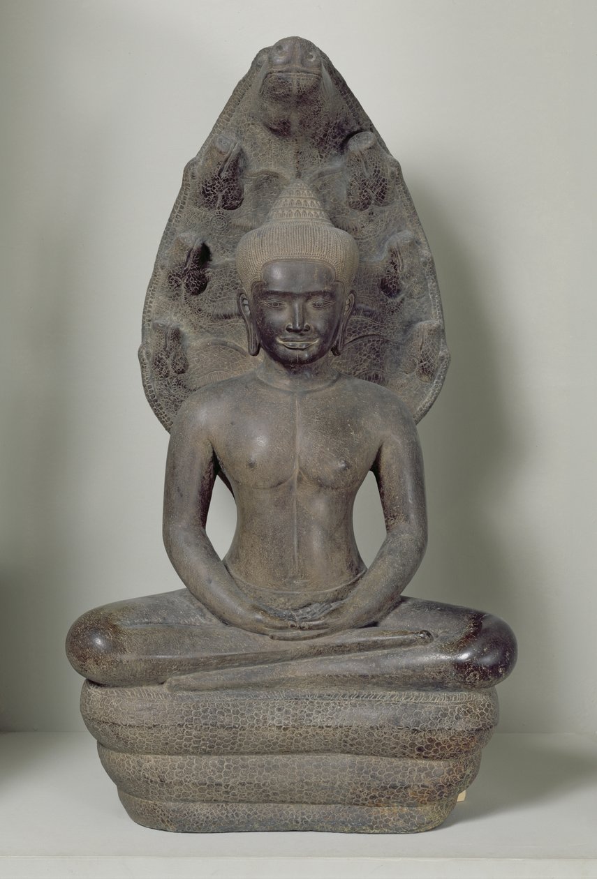 Buddha sitter i meditation på Naga, Angkor (brons) av Cambodian School