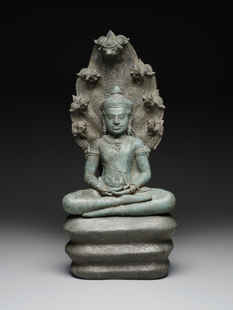 Buddha Muchalinda, sent 1200-tidigt 1200-tal (kopparlegering) av Cambodian Cambodian