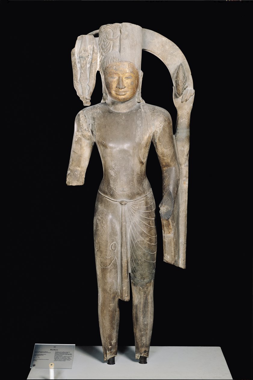 Stående staty av Harihara, Phnom Da Style, från Angkor Borei (sandsten) av Cambodian School