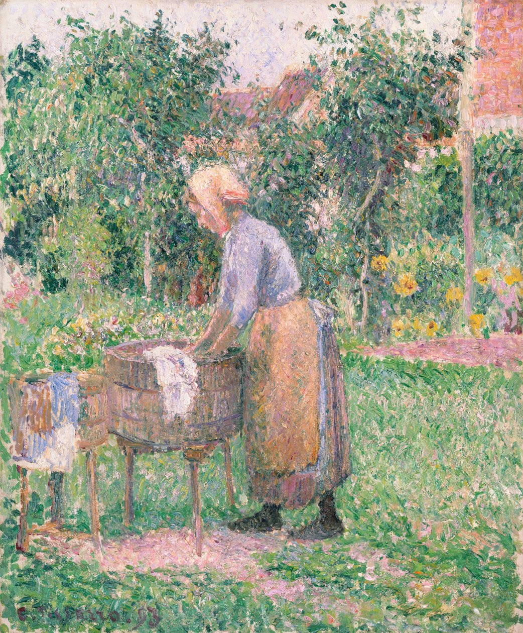 A Washerwoman at Éragny av Camille Jacob Pissarro
