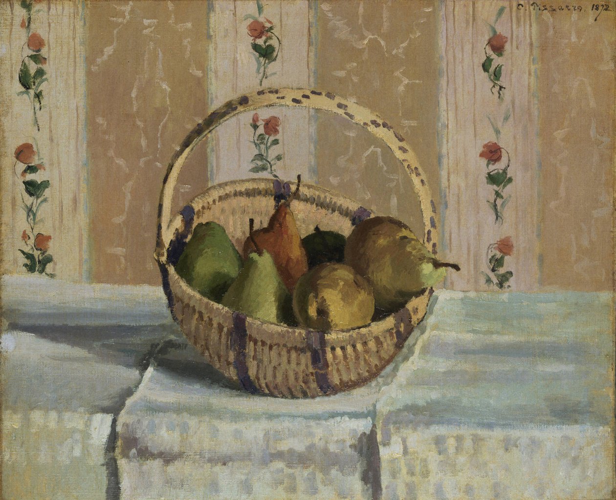 Apples and Pears in a Round Basket av Camille Jacob Pissarro