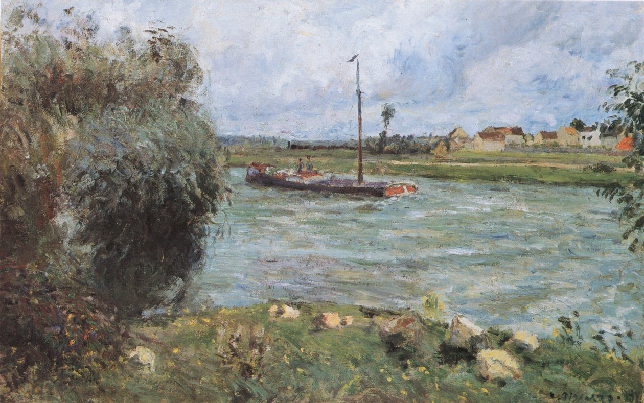 Oises stränder i Pontoise av Camille Jacob Pissarro