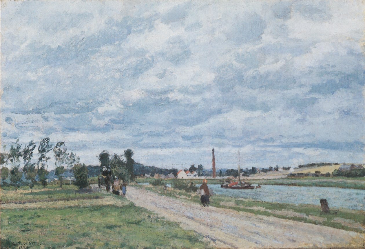 Bords de l´Oise, Pontoise av Camille Jacob Pissarro